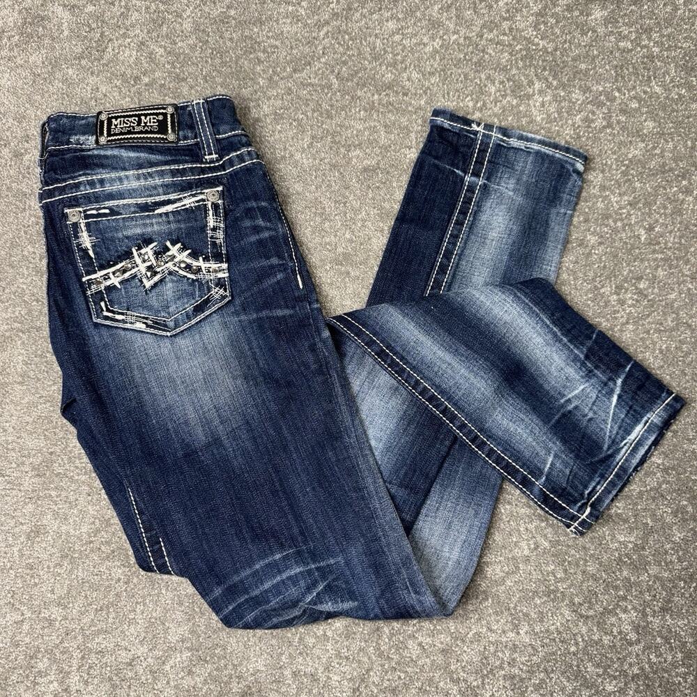 Miss Me Straight Leg Jeans Women’s‎ 27 Blue VTG 23C JD1071T Distressed Stretch